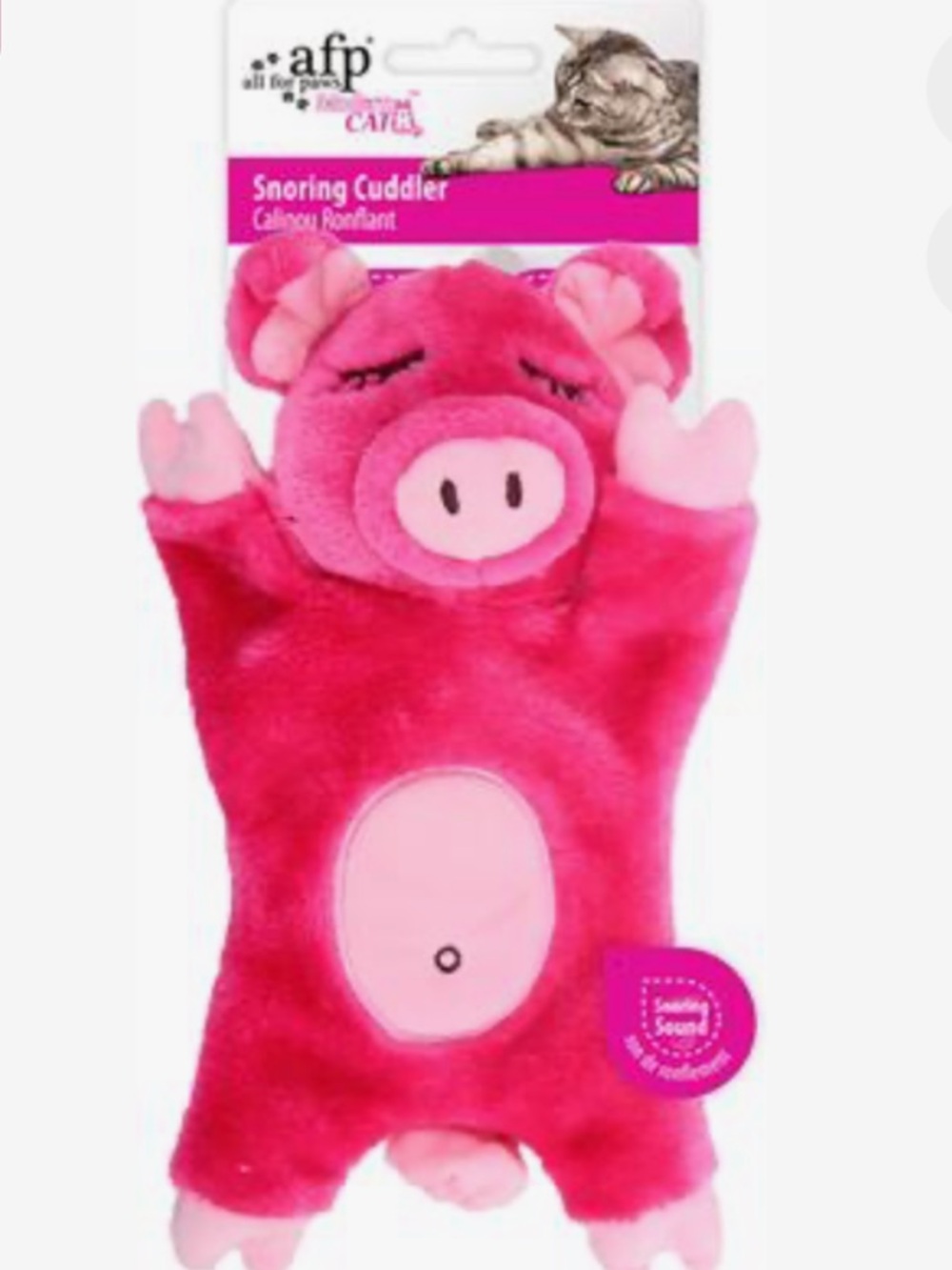 Snoring Cuddler Pig Plush Cat Toy